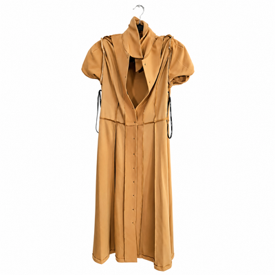 Calvin Klein Women's Camel Belted Button Front Midi Shirt Dress Size 6 Puff Sleeve, NWT. 7
