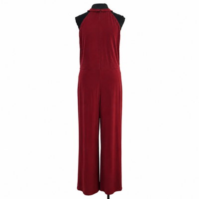 Bar III Women's  Halter Wide Leg Jumpsuit Cherry Pie Burgundy, Size L. 2