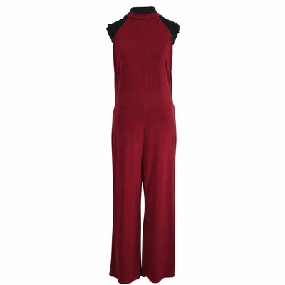 Bar III Women's  Halter Wide Leg Jumpsuit Cherry Pie Burgundy, Size L. 12