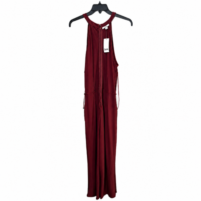 Bar III Women's  Halter Wide Leg Jumpsuit Cherry Pie Burgundy, Size L. 6