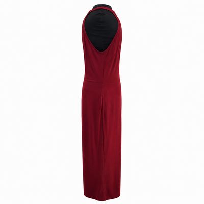 Bar III Women's  Halter Wide Leg Jumpsuit Cherry Pie Burgundy, Size L. 10