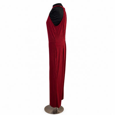 Bar III Women's  Halter Wide Leg Jumpsuit Cherry Pie Burgundy, Size L. 3