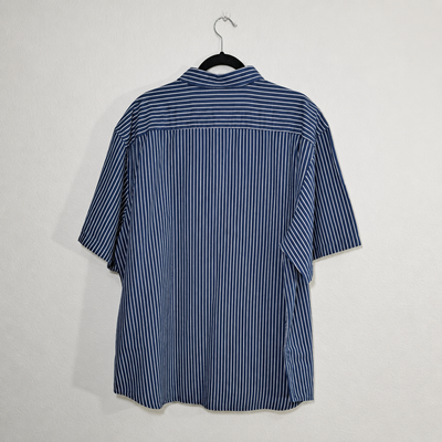 Old Navy Men’s Everyday Shirt XXXL Blue White Stripe Short Sleeve Button Front Regular Fit NWT 10