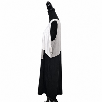 For Cynthia Womens Size XL, Colorblock Linen Blend Sleeveless Midi Dress Black White Gray NWT 9