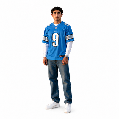 Nike NFL Detroit Lions Matthew Stafford #9 On Field Jersey Size 52 XL Blue Sewn EUC 9