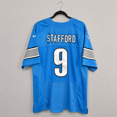 Nike NFL Detroit Lions Matthew Stafford #9 On Field Jersey Size 52 XL Blue Sewn EUC 12