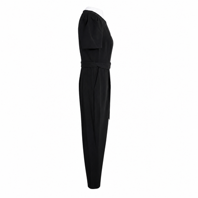 NWT Calvin Klein Black Belted Petal Sleeve Jumpsuit Size 8 Puff Sleeve Career. 3