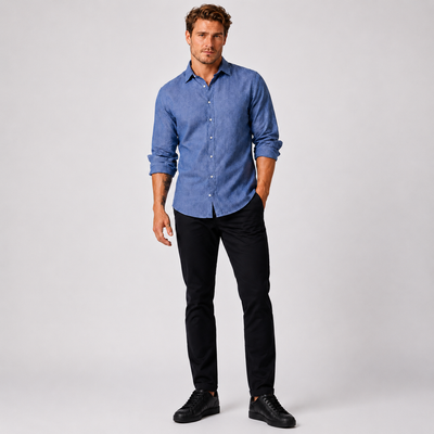 PERRY ELLIS Gray Blue Pure Linen Shirt, Men’s Size XXLarge. 9