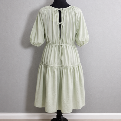 Melloday Sage Green Tiered, Puff Sleeve, Pockets, Boho Dress Size Xs. (New – Listed as Used) 12