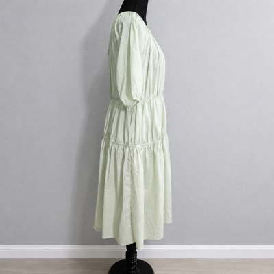 Melloday Sage Green Tiered, Puff Sleeve, Pockets, Boho Dress Size Xs. (New – Listed as Used) 3