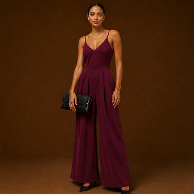 HALARA Burgundy Wide Leg Jumpsuit , Women Size L. 15
