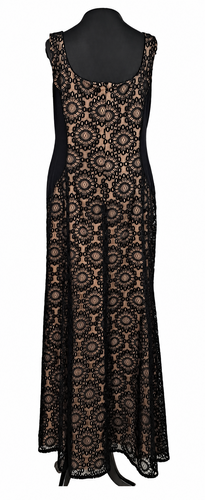 Nine West Women's Size 14 Black Nude Lace Sleeveless Maxi Evening Dress 13