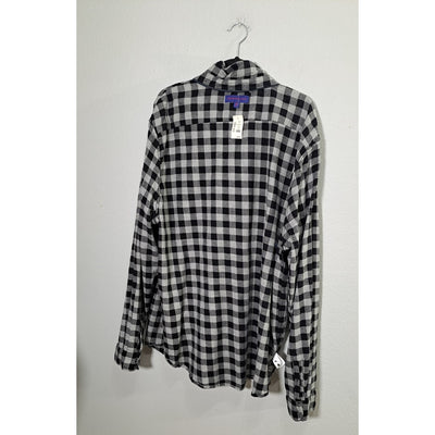Aeropostale Men’s Black & White Checkered Flannel Shirt Long Sleeve Button-Up Cotton Casual Shirt, Size 3XL. 7