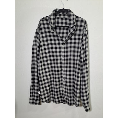 Aeropostale Men’s Black & White Checkered Flannel Shirt Long Sleeve Button-Up Cotton Casual Shirt, Size 3XL. 5