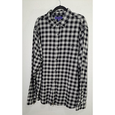 Aeropostale Men’s Black & White Checkered Flannel Shirt Long Sleeve Button-Up Cotton Casual Shirt, Size 3XL. 2