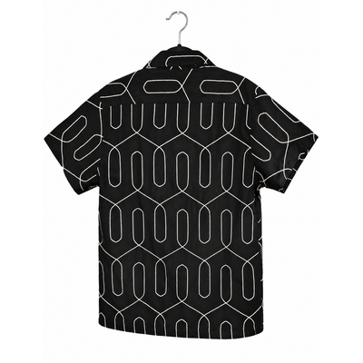 American Breed Smart Shirt Men’s Large Black Cream Geometric Short Sleeve NWT 4