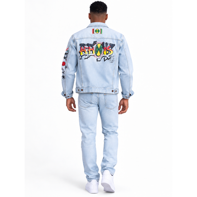 Cross Colours denim oversize jacket in ice blue, Men’s Size Large. 12