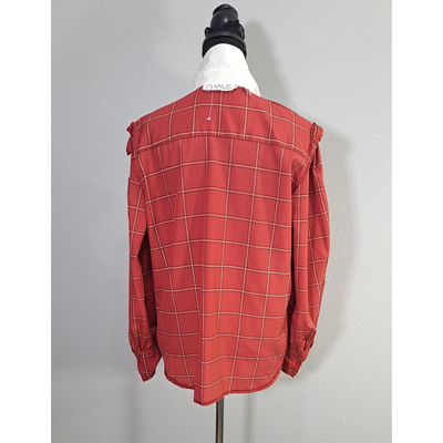 Vintage CHAUS Red Plaid Button-Up Blouse With White Collar – Women’s Size 14 (Fits Smaller Than Modern Size 14) 8