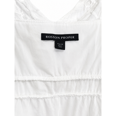 Boston Proper Women’s White Eyelet Ankle-Length Dress – Elegant Summer Maxi, Size 10. 5