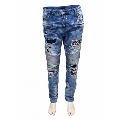 EMBELLISH NYC MENS DISTRESS PATCH JEANS SIZE 38. 2
