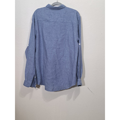 PERRY ELLIS Gray Blue Pure Linen Shirt, Men’s Size XXLarge. 11