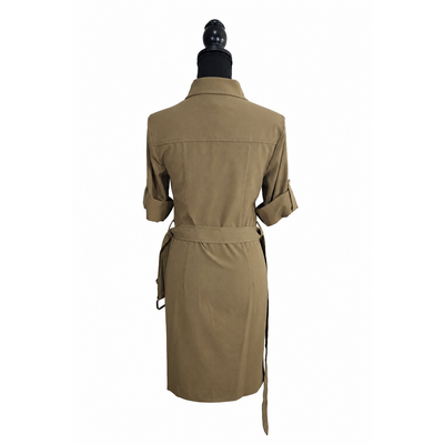 Michael Kors Utility Shirt Dress Olive Green Gold Zip Belted XS New, NWT. 5