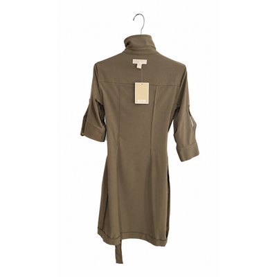Michael Kors Utility Shirt Dress Olive Green Gold Zip Belted XS New, NWT. 6