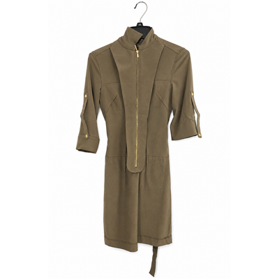 Michael Kors Utility Shirt Dress Olive Green Gold Zip Belted XS New, NWT. 7