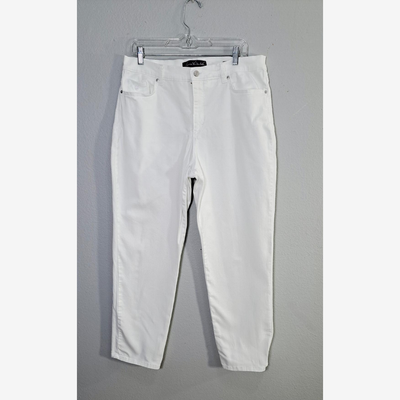 Gloria Vanderbilt Amanda Jeans Womens Size 16 Short White Classic Tapered Stretch Denim Pants 9