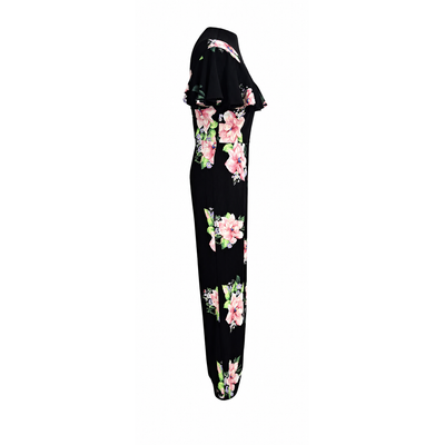 NEW Nicole Miller Studio Black Floral Flutter Sleeve Wide Leg Jumpsuit Women's Size 4 NWT 5