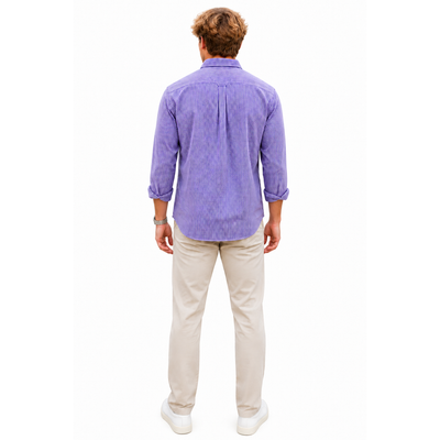 Chaps Men's XXL Tall Purple White Gingham Check Stretch Easy Care Button Down Shirt 10