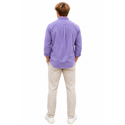 Chaps Men's XXL Tall Purple White Gingham Check Stretch Easy Care Button Down Shirt 3