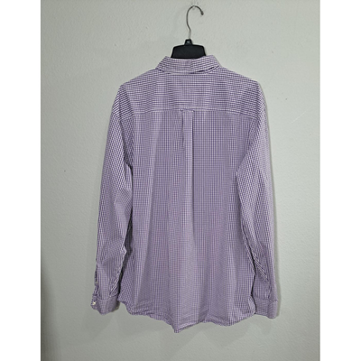 Chaps Men's XXL Tall Purple White Gingham Check Stretch Easy Care Button Down Shirt 4