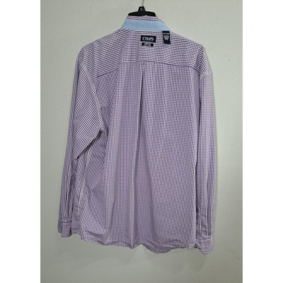 Chaps Men's XXL Tall Purple White Gingham Check Stretch Easy Care Button Down Shirt 7