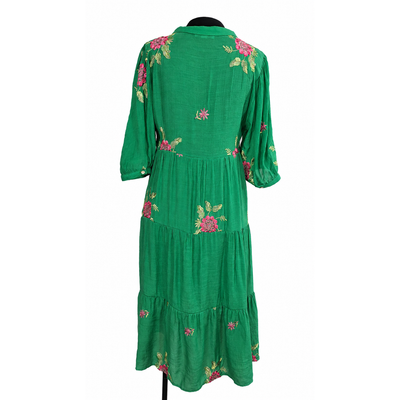Fig & Flower Green Embroidered Floral Dress, Size PM, NWT. 4