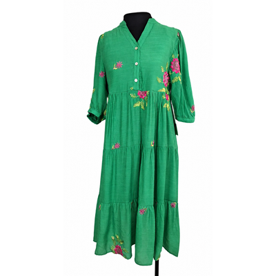 Fig & Flower Green Embroidered Floral Dress, Size PM, NWT. 2