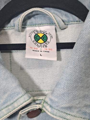 Cross Colours denim oversize jacket in ice blue, Men’s Size Large. 5