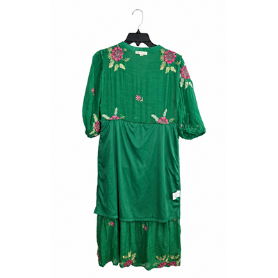 Fig & Flower Green Embroidered Floral Dress, Size PM, NWT. 6