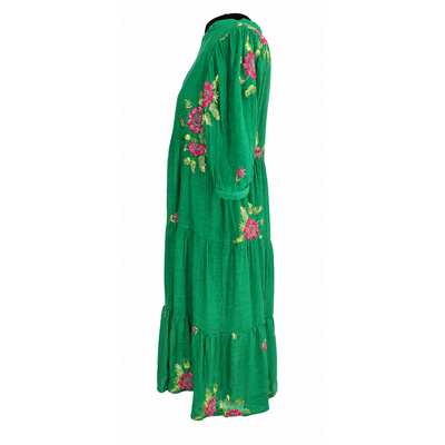 Fig & Flower Green Embroidered Floral Dress, Size PM, NWT. 8