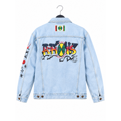 Cross Colours denim oversize jacket in ice blue, Men’s Size Large. 13