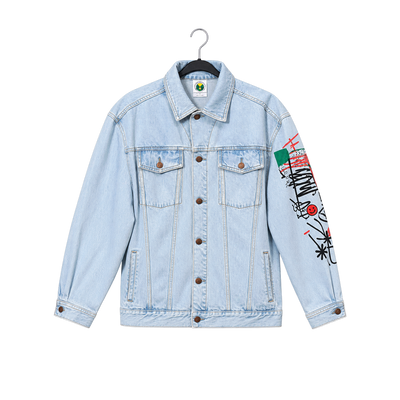 Cross Colours denim oversize jacket in ice blue, Men’s Size Large. 2