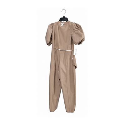 Nine West Women's Tan V-Neck Button Front Belted Jumpsuit, Size Xsmall. 7