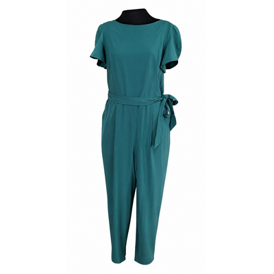 NEW Calvin Klein Emerald Green Flutter Sleeve Belted Straight Leg Jumpsuit Women's Size 10 NWT 10