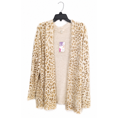 Peyton Primrose Women’s 2X Cheetah Print Fuzzy Open Front Cardigan NWT 9