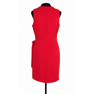 Tahari ASL Scarlet Red Sheath Dress Size 10 Gold Ring Side Tie NWT 13