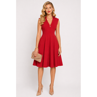 Calvin Klein Red Sleeveless Zip Front Fit & Flare Dress NWT Size 6. 10