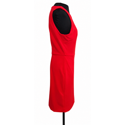 Tahari ASL Scarlet Red Sheath Dress Size 10 Gold Ring Side Tie NWT 9
