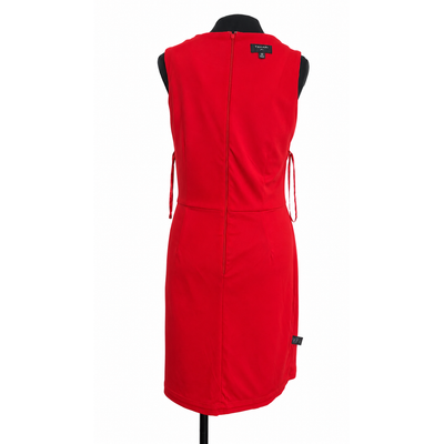 Tahari ASL Scarlet Red Sheath Dress Size 10 Gold Ring Side Tie NWT 6