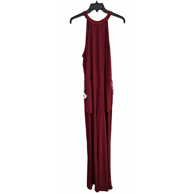 Bar III Women's  Halter Wide Leg Jumpsuit Cherry Pie Burgundy, Size L. 7
