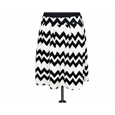 Lillians Black White Zigzag Chevron A-Line Skirt Women's Large 11